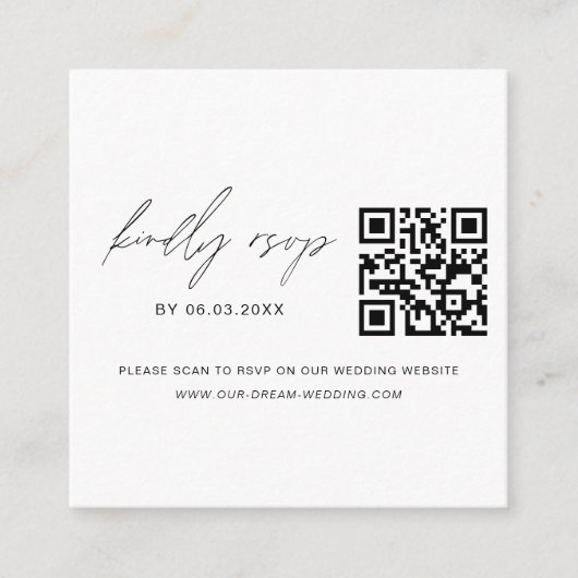 QR Code UAWG Wedding Website Minimalistisch Begleitkarte (Vorderseite)