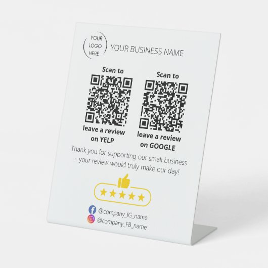 QR-Code Überprüfung für kleine Unternehmen GOOGLE  Sockelschild (Vorderseite)