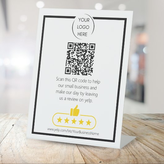 QR-Code Überprüfung für kleine Unternehmen YELP Sockelschild