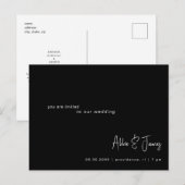 QR Code Ultra Contemporary B/W Wedding Invasion Postkarte (Vorne/Hinten)