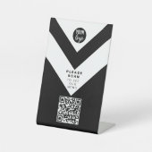QR-Code Unberührbare moderne Café-Menü-Logo Schwar Sockelschild (Vorderseite)