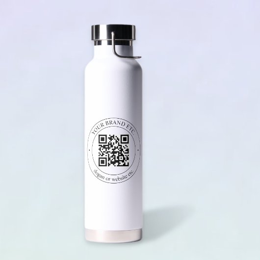 QR-Code und anpassbarer Text hochladen Trinkflasche