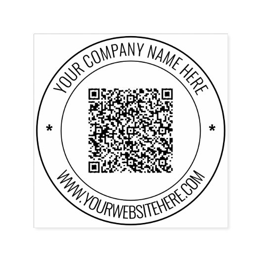 QR-Code und benutzerdefinierte Briefmarke zur Rund Permastempel (Design)