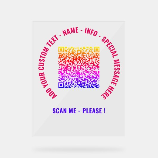 QR-Code und benutzerdefinierte Text Akryllische Si Acrylschild (Vorderseite)