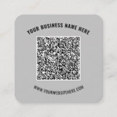 QR-Code und benutzerdefinierte Text-Business-Karte Quadratische Visitenkarte (Vorderseite)