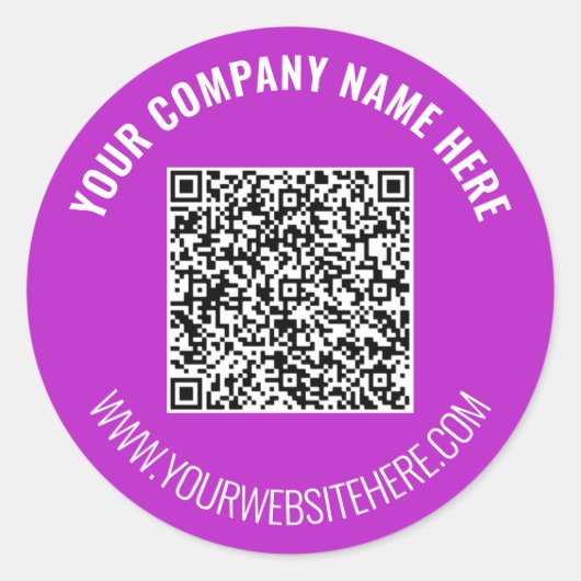 QR-Code und benutzerdefinierte Textaufkleber Farbe Runder Aufkleber (Vorderseite)