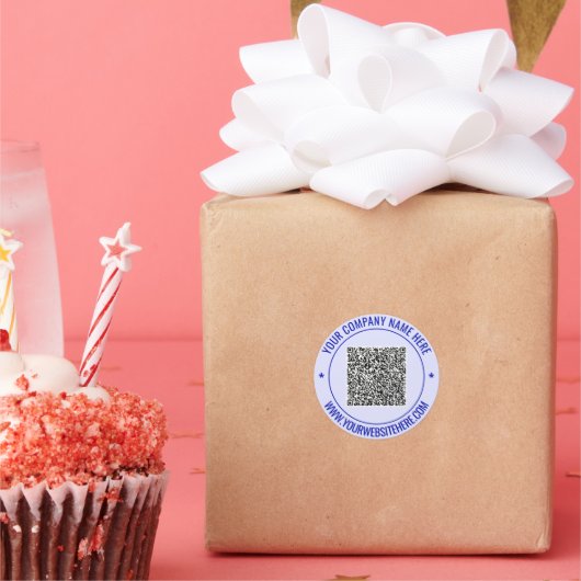 QR-Code und benutzerdefinierte Textaufkleber wähle Runder Aufkleber (Party)