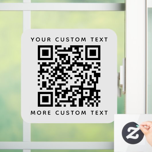 QR-Code und benutzerdefinierte Textvorlage oben un Fensteraufkleber (Zuhause)