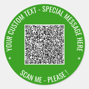 QR-Code und benutzerdefinierter Text-Aufkleber in Runder Aufkleber