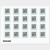 QR-Code und benutzerdefinierter Text, blau Quadratischer Aufkleber (Blatt)
