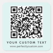 QR-Code und benutzerdefinierter Text, blau Quadratischer Aufkleber (Vorderseite)