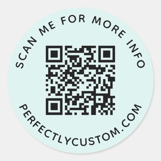 QR-Code und benutzerdefinierter Text blau Runder Aufkleber (Vorderseite)