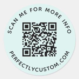 QR-Code und benutzerdefinierter Text blau Runder Aufkleber