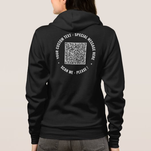 QR-Code und benutzerdefinierter Text für Ihren Wer Hoodie (Rückseite)