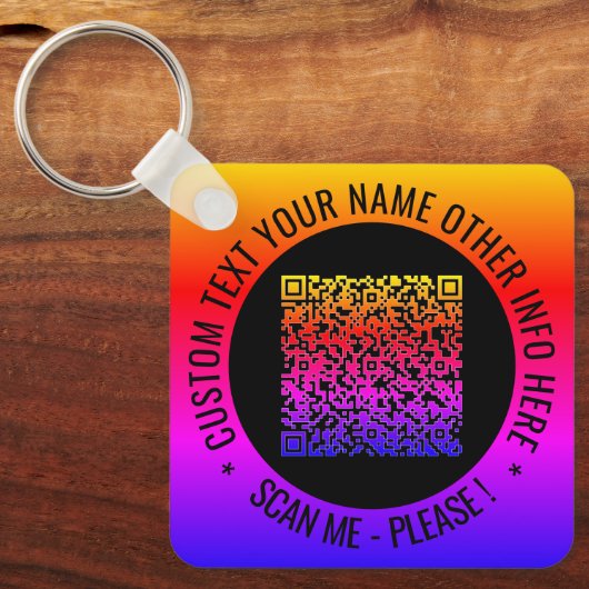 QR-Code und benutzerdefinierter Text Ihr Personali Schlüsselanhänger (Vorderseite)