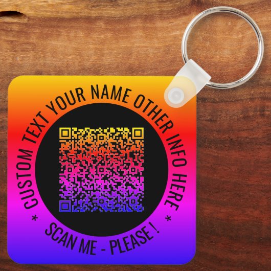 QR-Code und benutzerdefinierter Text Ihr Personali Schlüsselanhänger (Rückseite)