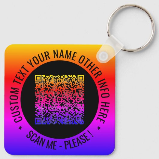 QR-Code und benutzerdefinierter Text Ihr Personali Schlüsselanhänger (Rückseite)