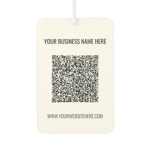 QR-Code und benutzerdefinierter Text Ihr Unternehm Autolufterfrischer (Vorderseite)
