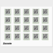QR-Code und benutzerdefinierter Text leuchten grün Quadratischer Aufkleber (Blatt)