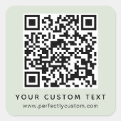 QR-Code und benutzerdefinierter Text leuchten grün Quadratischer Aufkleber (Vorderseite)