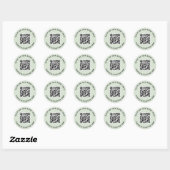 QR-Code und benutzerdefinierter Text leuchten grün Runder Aufkleber (Blatt)