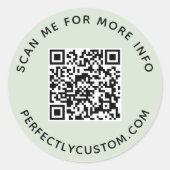 QR-Code und benutzerdefinierter Text leuchten grün Runder Aufkleber (Vorderseite)