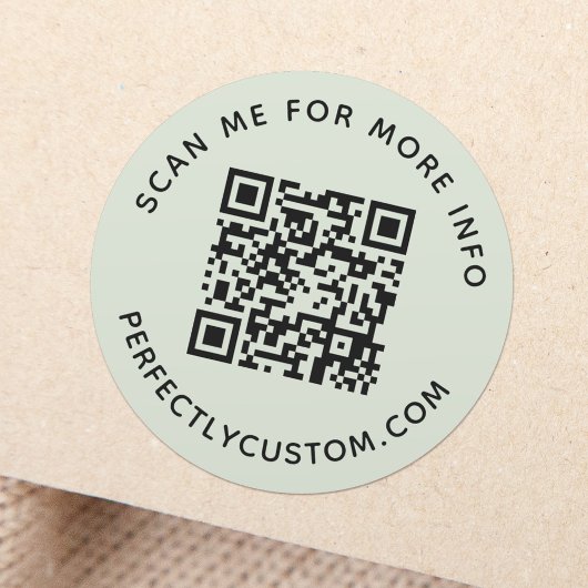 QR-Code und benutzerdefinierter Text leuchten grün Runder Aufkleber