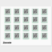 QR-Code und benutzerdefinierter Text mit hellgrüne Quadratischer Aufkleber (Blatt)