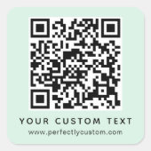 QR-Code und benutzerdefinierter Text mit hellgrüne Quadratischer Aufkleber (Vorderseite)