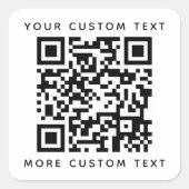 QR-Code und benutzerdefinierter Text oben und unte Quadratischer Aufkleber (Vorderseite)