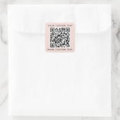 QR-Code und benutzerdefinierter Text oben und unte Quadratischer Aufkleber (Tasche)
