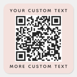 QR-Code und benutzerdefinierter Text oben und unte Quadratischer Aufkleber