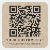 QR-Code und benutzerdefinierter Text - Papierausdr Quadratischer Aufkleber (Vorderseite)