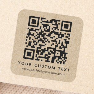 QR-Code und benutzerdefinierter Text - Papierausdr Quadratischer Aufkleber