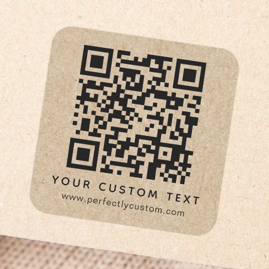 QR-Code und benutzerdefinierter Text - Papierausdr Quadratischer Aufkleber