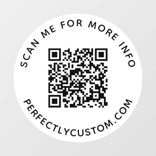 QR-Code und benutzerdefinierter Text rund Fensteraufkleber (Blatt)
