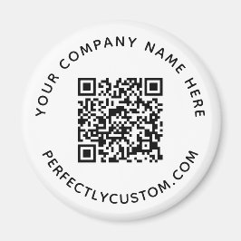 QR-Code und benutzerdefinierter Text rund Magnet