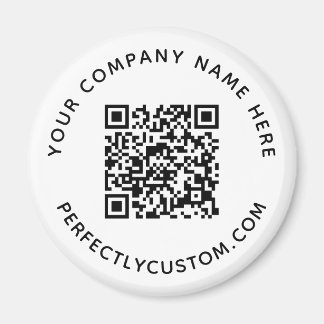 QR-Code und benutzerdefinierter Text rund Magnet