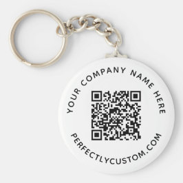 QR-Code und benutzerdefinierter Text rund Schlüsselanhänger