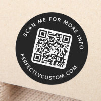 QR-Code und benutzerdefinierter Text rund schwarz