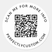 QR-Code und benutzerdefinierter Text rund um Aufkl Runder Aufkleber (Vorderseite)