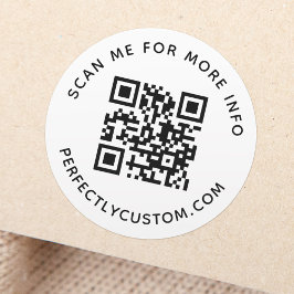 QR-Code und benutzerdefinierter Text rund um Aufkl Runder Aufkleber
