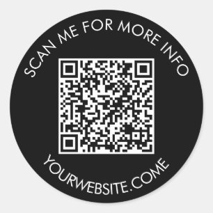 QR-Code und benutzerdefinierter Text rund weiß sch Runder Aufkleber
