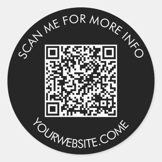 QR-Code und benutzerdefinierter Text rund weiß sch Runder Aufkleber (Vorderseite)