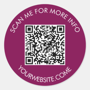 QR-Code und benutzerdefinierter Text rund weiß und Runder Aufkleber