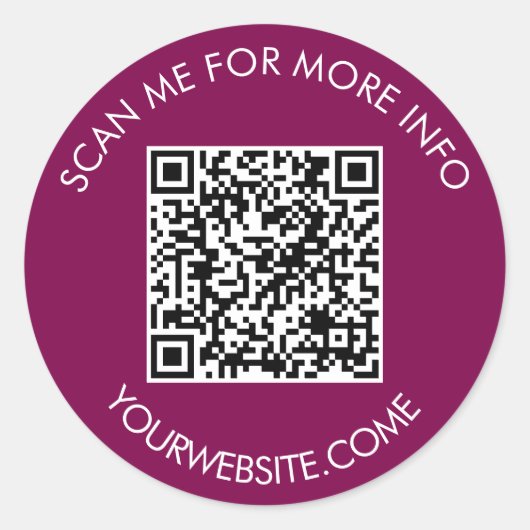 QR-Code und benutzerdefinierter Text rund weiß und Runder Aufkleber (Vorderseite)
