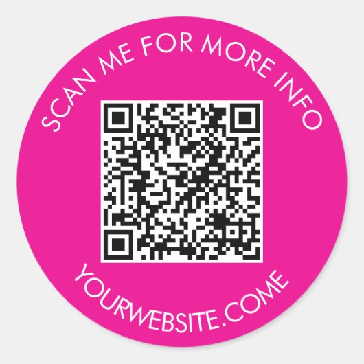 QR-Code und benutzerdefinierter Text rund weiß und Runder Aufkleber (Vorderseite)