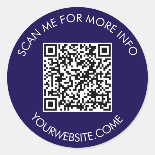 QR-Code und benutzerdefinierter Text rund weiß und Runder Aufkleber (Vorderseite)