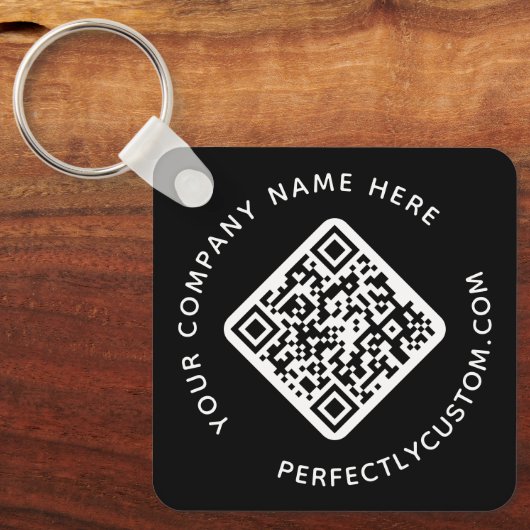 QR-Code und benutzerdefinierter Text, schwarz, dop Schlüsselanhänger (Vorderseite)