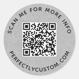 QR-Code und benutzerdefiniertes graues Papier Runder Aufkleber